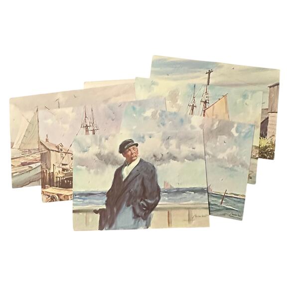 (6) Marine Water Colors Gordon Grant State Mutual Life Assurance Co of America - Picture 1 of 11